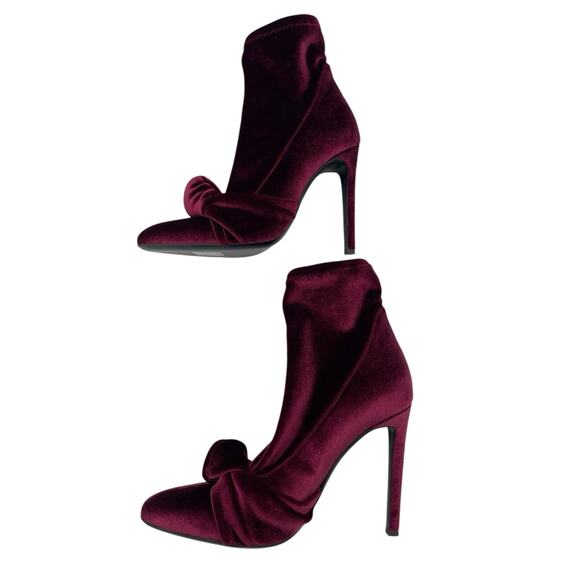 Giuseppe Zanotti Soft Velvet Bow Sock Ankle Boots Size 37 US 7 - Picture 6 of 11
